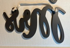 Mr & Mrs Wooden Rustic Hanging Wall Decor- Gray With White. Excellent Condition