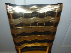 Lot of 30 Black Tulle Gold Wave Sequins Chiavari Chair Back Slipcover New