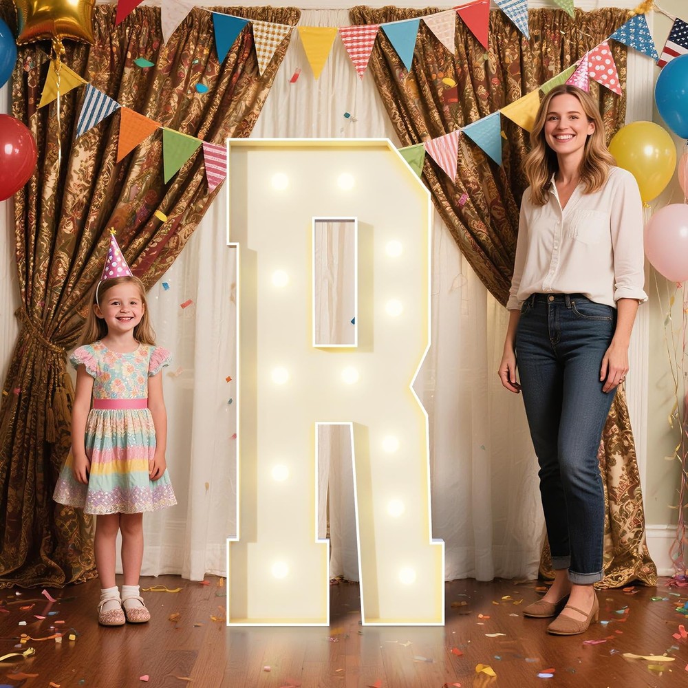 4FT Marquee Letters R Sign,Large Light Up Numbers Party Decoration – Hook and…