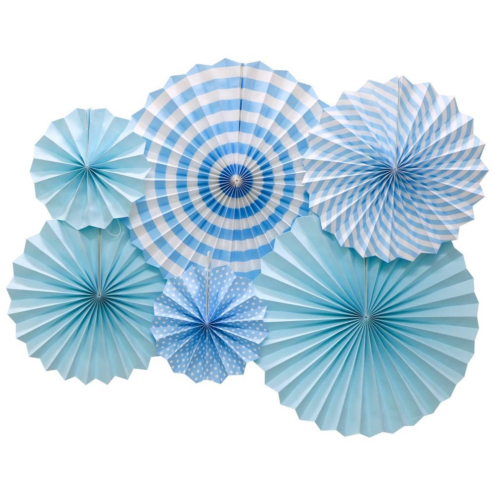 Hanging Paper Fans Party Set, Round Pattern Paper Garlands Decoration for Bir…
