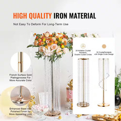 4-Piece Gold Metal Column Wedding Flower Stand 31.5 In. 80 Cm with Metal Laminat