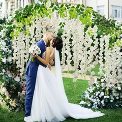 12 PCS Wisteria Hanging Flowers, 3.6ft Fake Wisteria Vines 12 Pack White