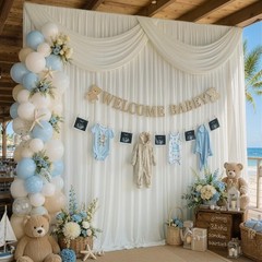 6 Panels Ivory Backdrop Curtain Set – Wrinkle-Free 30ft x 15ft for All Occasions