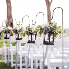 10 BLACK Metal Shepherds Hook Plant Hanger Stands Wedding Events Party
