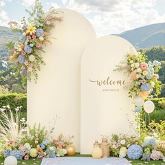 Beige Arch Backdrop Cover Set of 2 Beige Arch Cover 6FT + 7.2 FT Beige – 2 Pack