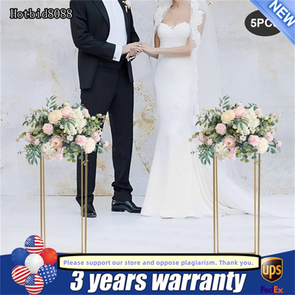 5PC 31.5in Tall Gold Metal Flower Stand for Wedding Table Centerpieces Decor