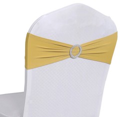 100 Spandex Stretch Chair Cover Sashes Bows for Wedding Party (Gold) ~FREE SHIP
