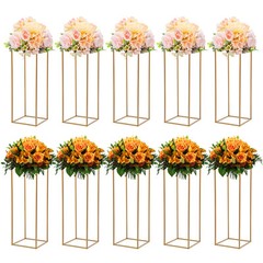 10PC 31.5 in Tall Gold Metal Flower Stand for Wedding Table Centerpieces GOOD