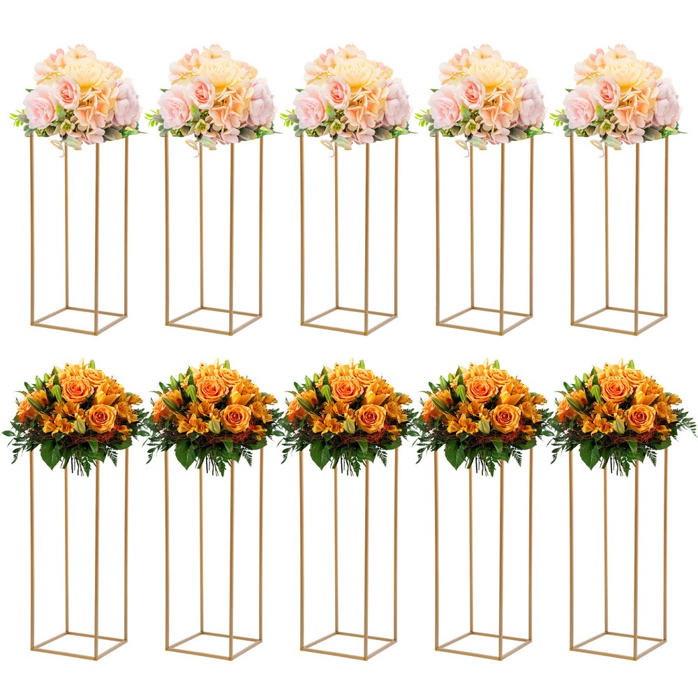Flower Stand for Wedding Table 10x 31.5 in Tall Gold Metal Centerpieces Decor