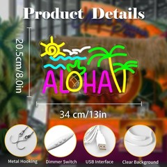 Aloha Palm Tree Neon Sign Aloha Sign for Wall Decor Tropical Hawaiian Aloha L…