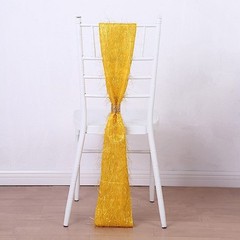 5 GOLD Polyester Chair SASHES Metallic Fringe Party Events Home Decorations