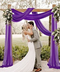 Wedding Arch Draping Fabric 1 Panel 20FT Chiffon 28″ x 20FT 1Panel Purple
