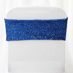 10 Royal Blue Spandex Sequined CHAIR SASHES Ties Wraps Wedding Party Decorations