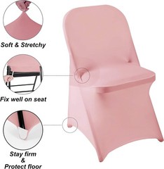 6 Pack Dusty Pink Spandex Folding Chair Covers in Stretch Washable Fabric