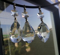 10pcs Clear 38mm Crystal Dorp Hanging Chandelier Lamp Parts Pendant Gold Bowties