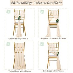 Chair Sashes 24 Pack 8FT Long Wedding Chair 1 Count (Pack of 24) Champagne