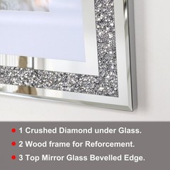 Crushed Diamond Wedding Mirror Photo Frame, Crystal Silver Glass Picture Fram…