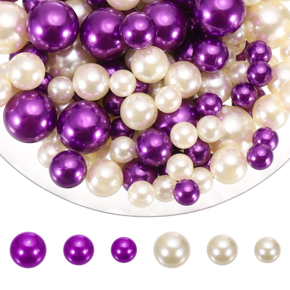 150 Pcs Pearl Bead for Vase Filler, 20/14/10mm Floating Beads(Dark Purple Beige)