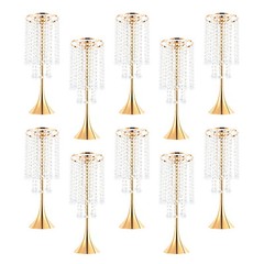 10Pcs Luxurious Acrylic Crystal Flower Stand Wedding Centerpieces on Floor Gold