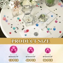 150 Pcs Pearl Bead for Vase Filler, 20/14/10mm Floating Beads(Rose Red)