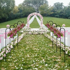 10ft Adjustable 4-Post Wedding Canopy Chuppah Drape Hardware Kit Shepherd Hooks