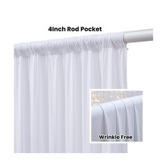 50FTx12FT White Wrinkle-Free Wedding Backdrop Curtain -Silky Washable White P…
