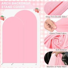 Set of 2 Arch Backdrop Cover 7.2FT, 6FT and Berry First Birthday Decal Pink