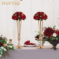 Flower Wedding Centrepieces for Tables – 9.5in Diameter 10 Pcs Crimson