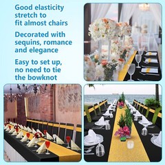 44 Pcs Tablecloth Chair Covers Chair Sashes Set, Spandex Chair Covers Sequin