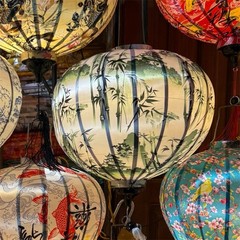 set 5 pcs silk lantern decoration size 18 inches