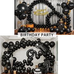 Black Balloons 145 pcs Black balloon Arch Kit Different Sizes of 18 12 10 5 I…