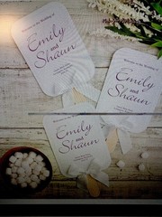 Simplicity Wedding Fan Kit 24ct DIY Printable Personalized w/ Handles & Bows HTF