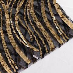5 BLACK GOLD Mesh Embroidered Sequins CHAIR SASHES Party Events Decorations
