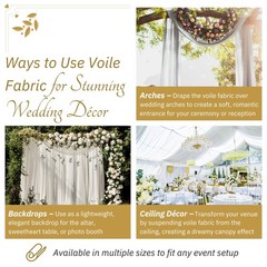 Sheer Voile Chiffon Fabric Draping Panels | 10 Yards 120″ Wide White Voile Fa…