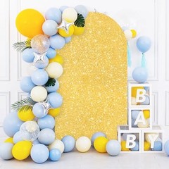 Wedding Arch Cover 6ft Payette Sequin Arch Stand Cover Spandex 2.6 x 6 FT Gold