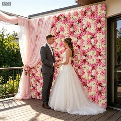 6 Pcs Artificial Flower Wall Panel, Artificial Floral Wall Decoration Backdrop