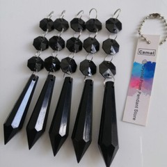 100pcs Acrylic Crystal Bead Pendant Black Garland Chandelier Hanging Wedding DIY