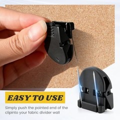 24Pcs Cubicle Clips for Fabric Panels, Heavy Duty Metal Hooks & Plastic Clips