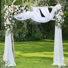 Wedding Arch Draping Fabric Arch Drapes 19Ft length x 28″ width (1 Panel) White