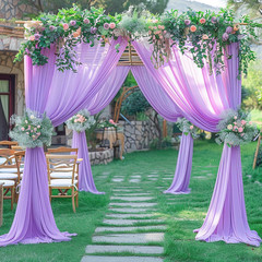 Lavender Wedding Arch Draping Fabric Purple Sheer Wedding Arch Drapes for Ceremo