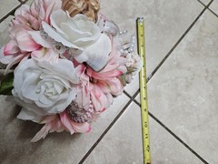 Handmade Coastal Seashell Bridal Bouquet Pink White Beach Wedding Pearl Starfish