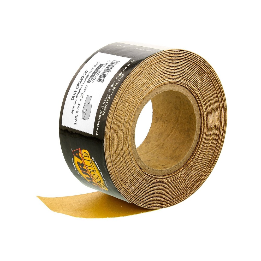 Dura-Gold Premium Gold 220 Grit PSA Longboard Sandpaper, 20 Yard Roll, 2-3/4″…