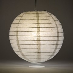 (5-PACK) 16″ Gray / Grey Round Paper Lantern, Even Ribbing, Hanging Decoration