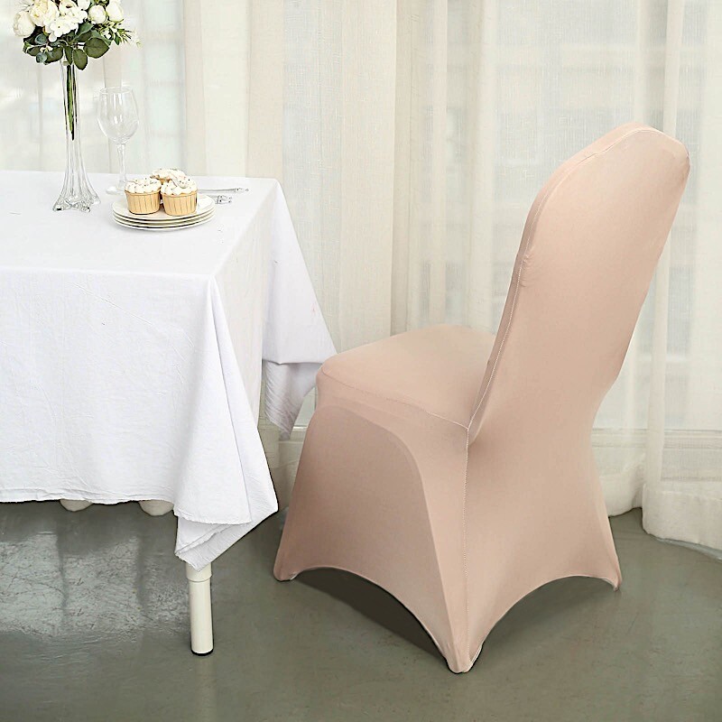 10 Nude Spandex Fitted Banquet Chair Covers Wedding Party Reception Decorations