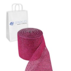 Dark Pink 24 Row Diamond Rhinestone Ribbon Trim Mesh Wrap 10 Yards – Wedding mi