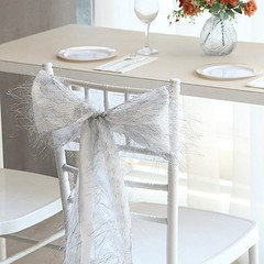 5 SILVER Polyester Chair SASHES Metallic Fringe Party Events Home Decorations
