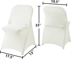 20Pack Ivory Spandex Folding Chair Covers in Stretch Washable Fabric for Wedding
