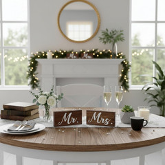 Rustic Mr and Mrs Sign for Wedding Tables, Wooden Mr and Mrs Letters for Sweethe