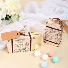 24 Light Brown Mini Suitcase Design Favor Boxes with Tags Party Events Supplies