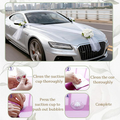 Elegant Wedding Car Decoration with Satin Ribbons & Floral Accents